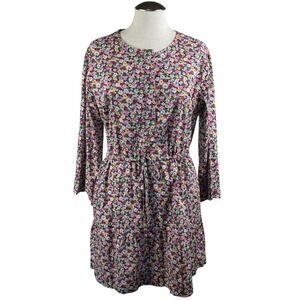 Pomander Place Women's Dress M Floral Print Drawstring Waist Long Sleeve Mini‎